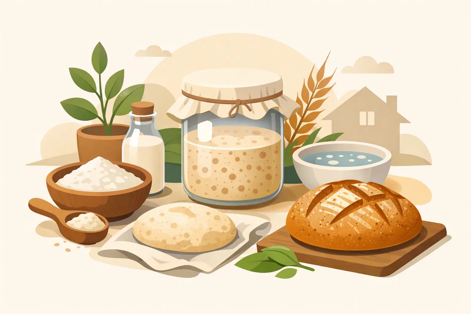 Masa madre sin productos animales en casa