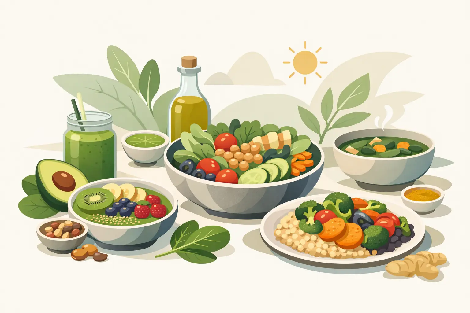 Ejemplo de menú antiinflamatorio vegetal para un día